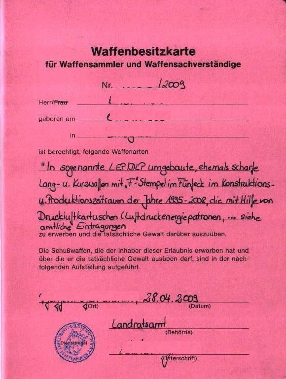 Waffenbesitzkarte (WBK)